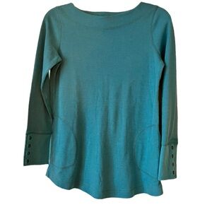J.Jill Top, Aqua Blue, Sz. XS, Lightweight Waffle Weave